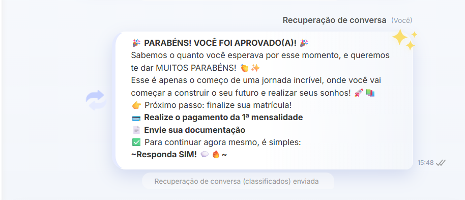 Automação de recuperação: deixar a IA retomar a conversa, com resumo da automação