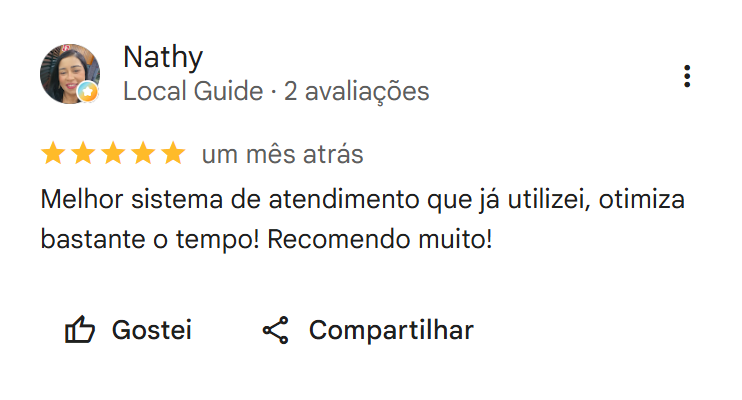Avaliação 5 estrelas de Nathy no Google sobre o ChatGeniuns